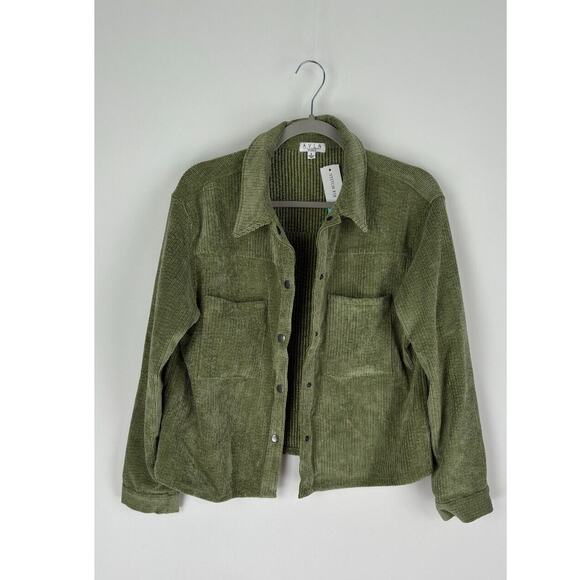 AVLN Studio Jackets & Blazers - AVLN Studio Womens Olive Green Eva Corduroy Cropped Shacket Jacket Size Small